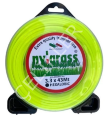 NYLGRASS TIRPAN MİSİNASI 6 KÖŞE 3.3MM 43MT İTALYAN