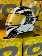 EVO KAPALI KASK BEYAZ SİYAH GÖZLÜKLÜ MODEL